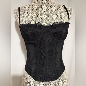 Women’s Black Lace Corset Sexy Size Small Adjustable Straps & Boning By Dealmore